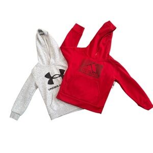 Under Armour and Adidas gray and red hooded sweatshirt bundle 4T